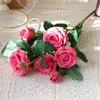 Couronnes De Fleurs Décoratives De Luxe 7 Têtes Rose Grande Branche Avec Feuille Verte Maison De Mariage De Noël Salon Décoration Bouquet Mariage F