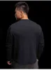 Winter Bodybuilding Long Shirts Men Tight Print Run Sportswear Tee Elastic Quick Dry Traning Male Fitness Round collar Shirts L220704