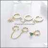 Hoop Hie Brincos j￳ias incrustadas com zirc￣o Estrela octogonal Lua Long Chain Set Green Green Gem temperamento Drop Drop Delivery 2021 I