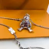Fashion Necklace 3D Stereo Can be twisted Astronaut Space Robot Letter Fashion Silver Metal Waist Chain Pendant Accessories With Box