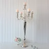 Dekoration Metal Silver/Gold Plated Candle Holders 5 Arms Stand Pillar Candelabra Wedding Decoration Table Centerpiece Candlestickr Imake371