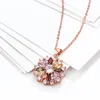 Chains Ladies Fashion Shiny Colorful Crystal Zircon Pendant Necklace Multicolor Flower Rose Gold Jewelry GiftChains