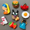 cute cartoon magnets room decoration Hamburger egg milk fridge decorating fruit magnetic food Cherry teapot strawberry 220426