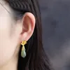 Dangle & Chandelier Natural Hetian Jasper Orchid Earrings Chinese Retro Elegant Light Luxury Fairy Charm Accessories Women's Brand Jewel