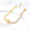 Classic Rectangle Zircon Link Chain Bracelet Gold Lock Charm Bracelets Jewelry