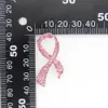 10 Pcs/Lot Pink Rhinestone Brooches Ribbon Shape Breast Cancer Awareness Medical Pins