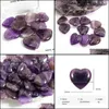 Pedras de pedra solteira jóias ornamentos de cristal natural esculpida 20x6mm coração ametista chakra reiki cura quartzo mineral caído gem dhnp9