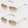 Vintage Metal Gold Metal Rimless Solglasögon Män Kvinnor med dekoration Wire Frame Unisex Eyewear Outdoor UV400 Lens Fashion Round Glasses