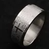 Band Rings Gold Silver Stainless Steel English Lord's Prayer Cross Etaching Polishing Ring