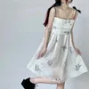 Casual Dresses Designer Sweet Tube Top Printed Dress Feminine Temperament Fairy A-Shaped Bow Suspender Midi 2022 SummerCasual CasualCasual