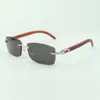 Rahmenlose Sonnenbrille 3524012 mit Tiger-Holzstäben und 56-mm-Gläsern für Unisex