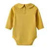 Primavera Autunno Twin Abbigliamento per bambini Neonato Neonate Tuta in cotone Pagliaccetto Outfit Bavero Bambola Collare Tuta Salopette corta G220510