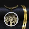 Pendant Neckor Fashion Tree of Life rostfritt stål Kristallhängare Kvinnor Guldfärg Necklösa smycken Collier Femme NXS01