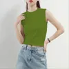 Korte mouwloze bodemvest Vrouwen Shalf Turtleneck top Summer strak dunne sectie nek T -shirt Custom 220621
