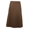 long pleated leather skirt