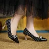Kleid Schuhe Zwart Metalen Gesp Stiletto Hoge Hakken Women 6cm Wees Teen Elegante Jurk Avondfeest 220425