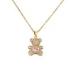 Fashion Necklace New Copper Micro-set Color Zircon Turquoise Love Bear Pendant Necklace Jewelry