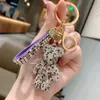 Söta handgjorda smycken DIY Tecknad Strassbjörnar Nyckelring Crystal Bomgom Bear Nyckelring Nyckelring Väska Charm Hänge Tillbehör 15 färger