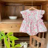 Ins – barboteuse d'été à manches courtes, imprimé floral rose, vêtements d'escalade pour bébés filles de 0 à 24 mois