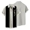 Chemises décontractées pour hommes Mens Fashion Black White Stripe Button Down Chemise hawaïenne à manches courtes Beach Holiday Slim Fit Party TopsMen's Eldd22