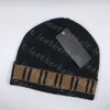 Bonnet de crâne en laine chaude, bonnets tricotés élastiques, pliables, doux, chapeaux tricotés avec lettres imprimées, chapeaux en laine de haute qualité