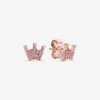 Andy Jewel Authentic 925 Sterling Silver Studs Pink Enchanted Crowns Stud örhängen Passar europeiska Pandora Style Studs Jewelry 287127NPO