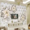 Özel Duvar Kağıtları 3D Duvar Kağıdı Ev Dekor Deri Avrupa Yumuşak Inci Çiçek Duvar Kağıdı 3 D Oturma Odası Özel Duvar Kağıdı Mural