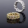 Einfache Mode Männer Frauen Ring Gold Silber Bling CZ Diamant Kubaner Kettenring für Männer Frauen Ring Schmuck Geschenk210i