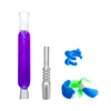 Freezable Glycerin Dab Straw with Quartz & Stainless Steel tip smoke accessory glass nectar collector smoking pipe water bongs