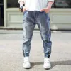Jeans crianças meninos roupas de moda calças clássicas roupas jeans crianças bebês menino casual bowboy calça longa 5-13 yJeans