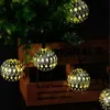 Strings 3.3M 10LEDs Solar Power LED String Light Morocco Ball Iron Bulb Lights Outdoor Christmas Holiday Party Decorative LampsLED