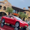 Model S 3 X Alloy Car Diecast Metal Toy Vehicles Simulation Sound and Light Kids Gift 220608