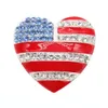 10 PCs/lote American Flag Broche Crystal Rhinestone esmalte o coração 4 de julho Pins patrióticos EUA para presente/decoração