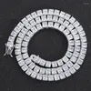 Cadenas Princesa Corte 4 mm Laboratorio Collar de diamantes Oro blanco Lleno Fiesta Boda Collares Para Mujeres Hombres Tenis Gargantilla Joyería GiftChains Elle2