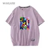 WAVLATII Abstrakte Druck Frauen Baumwolle T Shirts Weibliche Weiß Casual Kurzarm Sommer Grün Tees Tops WT2217 220615