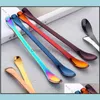 Spoons Flatware Kitchen Dining Bar Home Garden New 304 Stainless Steel Family Sugar Spoon Coffee Mixing Double Head Po Dhsc9
