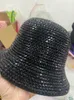 Berretti Uomo Donna Blakc Bling Strass Cappello a secchiello Semplice Tesa larga in feltro Panama con cappelli jazz regolabili con diamanti pieni all'ingrosso