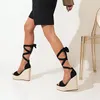 Sandals Bohemia Wedges Espadrilles Shoes Beach Casual Women High Heel Gladiator Platform Peep Toe Ankle StrapSandals