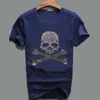 Camiseta de manga corta de estilo Hip Hop para hombre, camisetas de algodón con calavera y diamantes, camisetas multicolores a la moda para hombre, ropa de calle para hombre, M-4XL