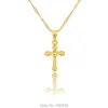 Fina smycken Jesus Cross Pendant Men Plated Gold Color Halsband Julkvinnor Katolik med 45 cm 60 cm kedja