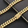 14k Guldpläterad herrhalsband 60 cm Grand Cuban Chain Four -Sided Sliping Men's 13mm