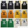 Dikişli NCAA Erkek The Fresh Prince of Bel-Air Basketbol Formaları Koleji # 14 Will Smith Akademi Forması 25 Carlton Banks Gömlek Sarı Siyah Beyaz Yeşil