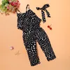 Fashion Summer Kids Girls Clothing Sets Cotton Sleeveless Polka Dot Strap Jumpsuit Clothes Outfits Children Suits 220507