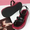 Sandalen enkel kruisband slippers vrouwen echte lederen plat met string gladiator vrouwelijke open teen platform pompen casual shoessandals