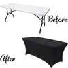 6 ft rektangulär utrustade spandex borddukar stretchbord täcker polyester tablecover bröllop matsal dekor kdjk2205