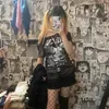 Punk grafika gotycka tshirt kobiety harajuku bajka grunge czaszka top tee ciemna akademia estetyczna emo alternatywne ubrania 220511