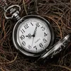 Карманные часы серии Halloween серия выгравированных деревянных дерева декоративные ретро кварцевые часы Серые черные ожерелья подвесной подвесной часы винтажные подарки Unisex