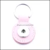 Key Rings Jóias ROUNTE ROUNTE PU PU CAILCHANCHAIN ​​18MM BOTNS SNAP