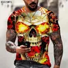 Herren T-Shirts Sommer Horror Schädel 3D-Druck T-Shirt für Männer Casual Übergroße Kurzarm Kleidung Streetwear Hip Hop Tops T-Shirts Kleidung 4XL