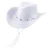 Basker vintage fedora hatt kvinnor män kände damer cowboy hattar fest nit-decor western stil topp motorhuven män cosplay hatberets